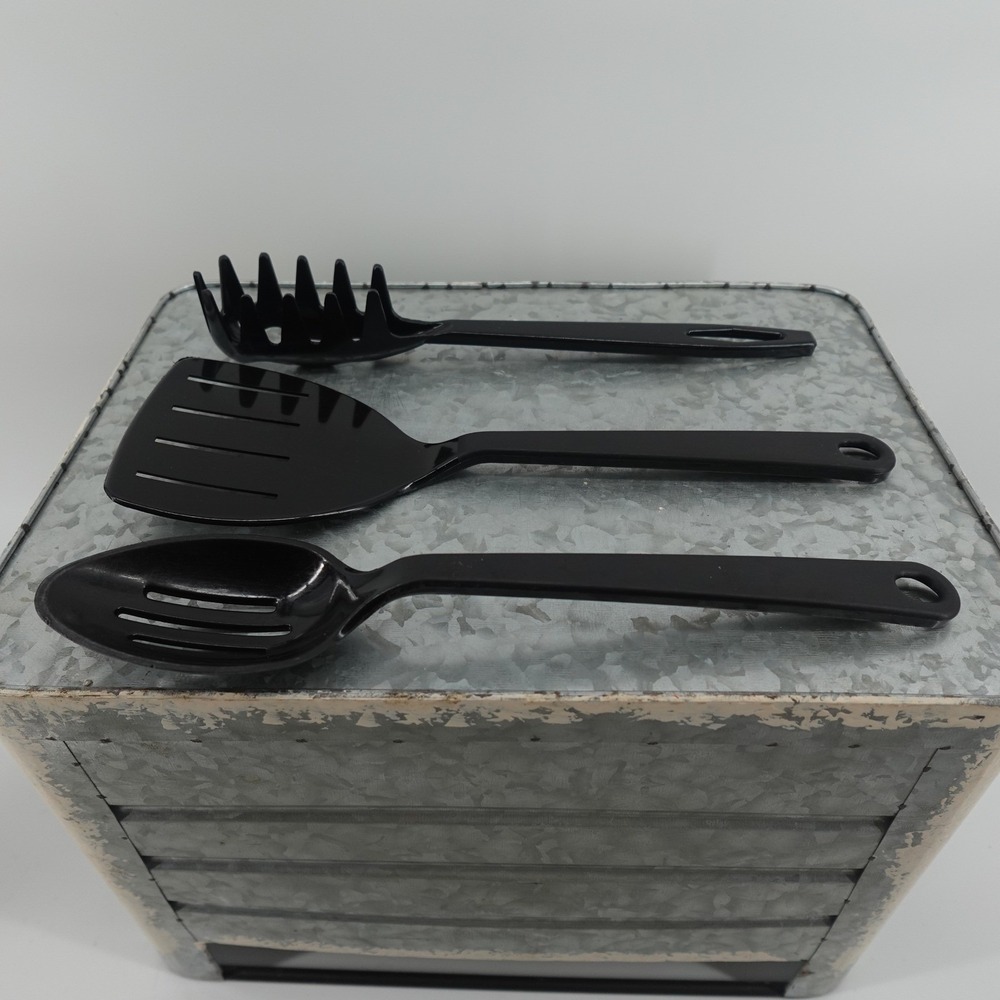 Tailor Made Products 3pc Black Nylon Kitchen Utensil Set Turner Spoon Pasta Fork